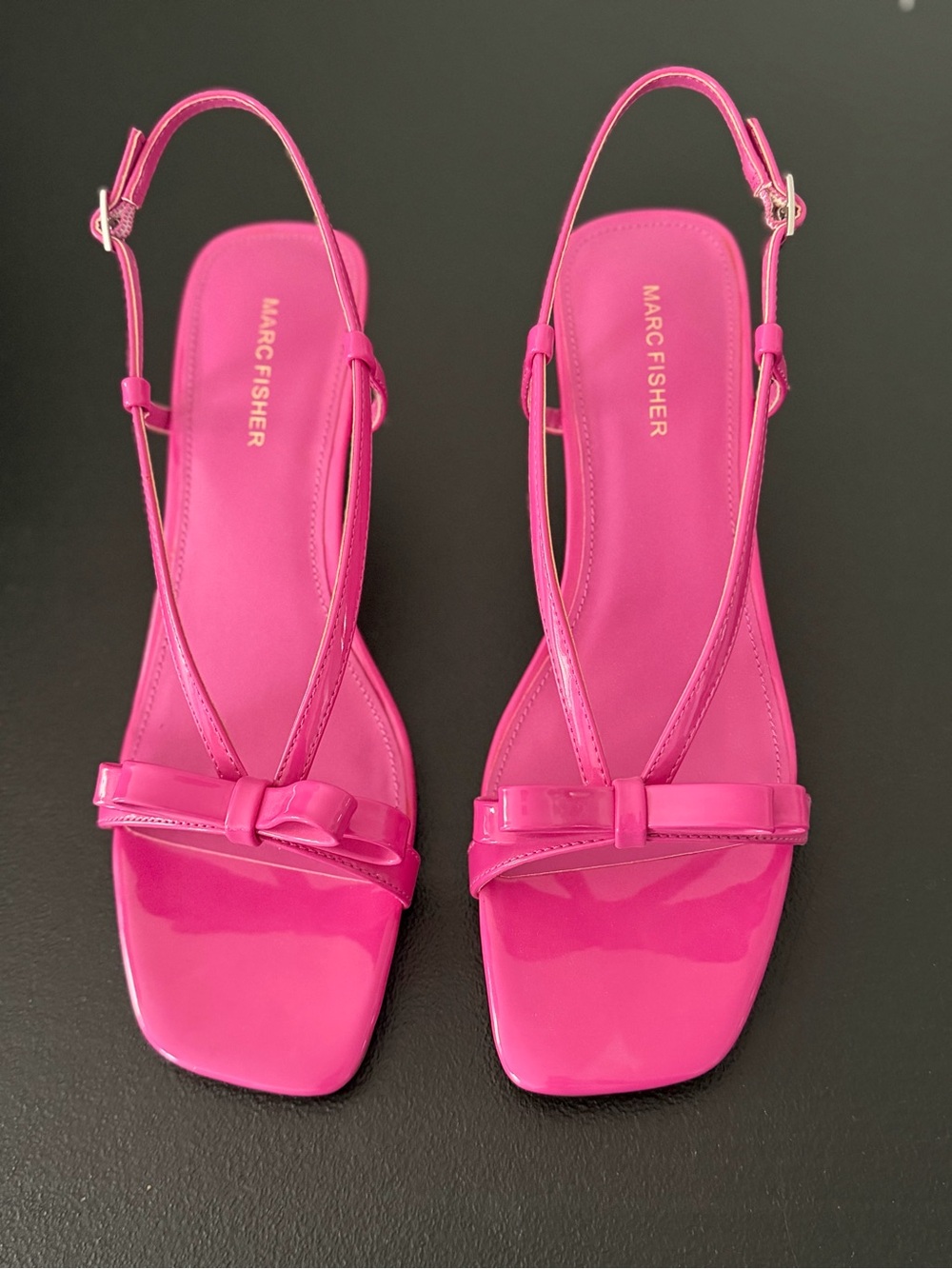 Marc Fisher Hot Pink Patent Slingback Heels with Bow